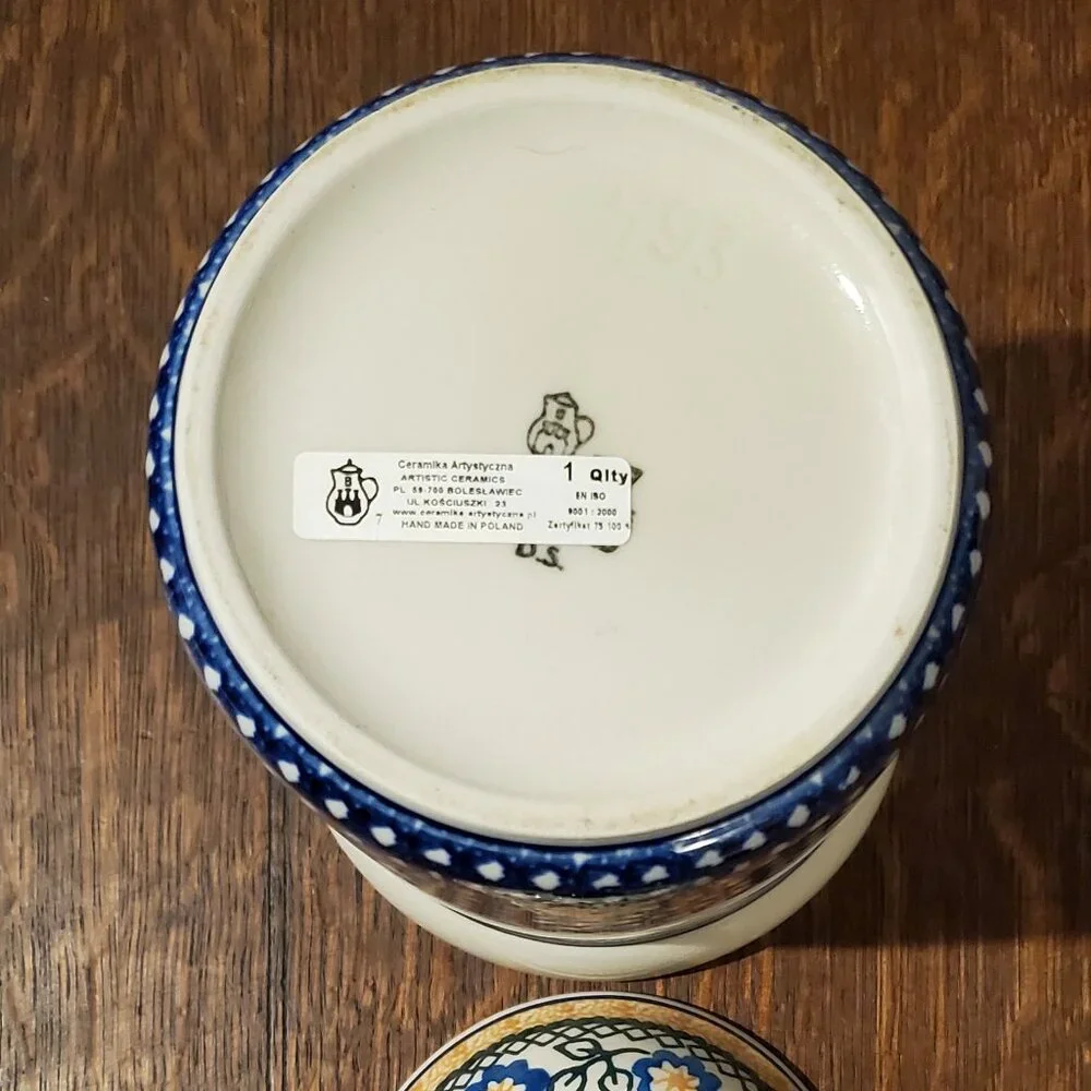 Ceramika Artystyczna Handpainted Polish Pottery Canister Jar with Lid